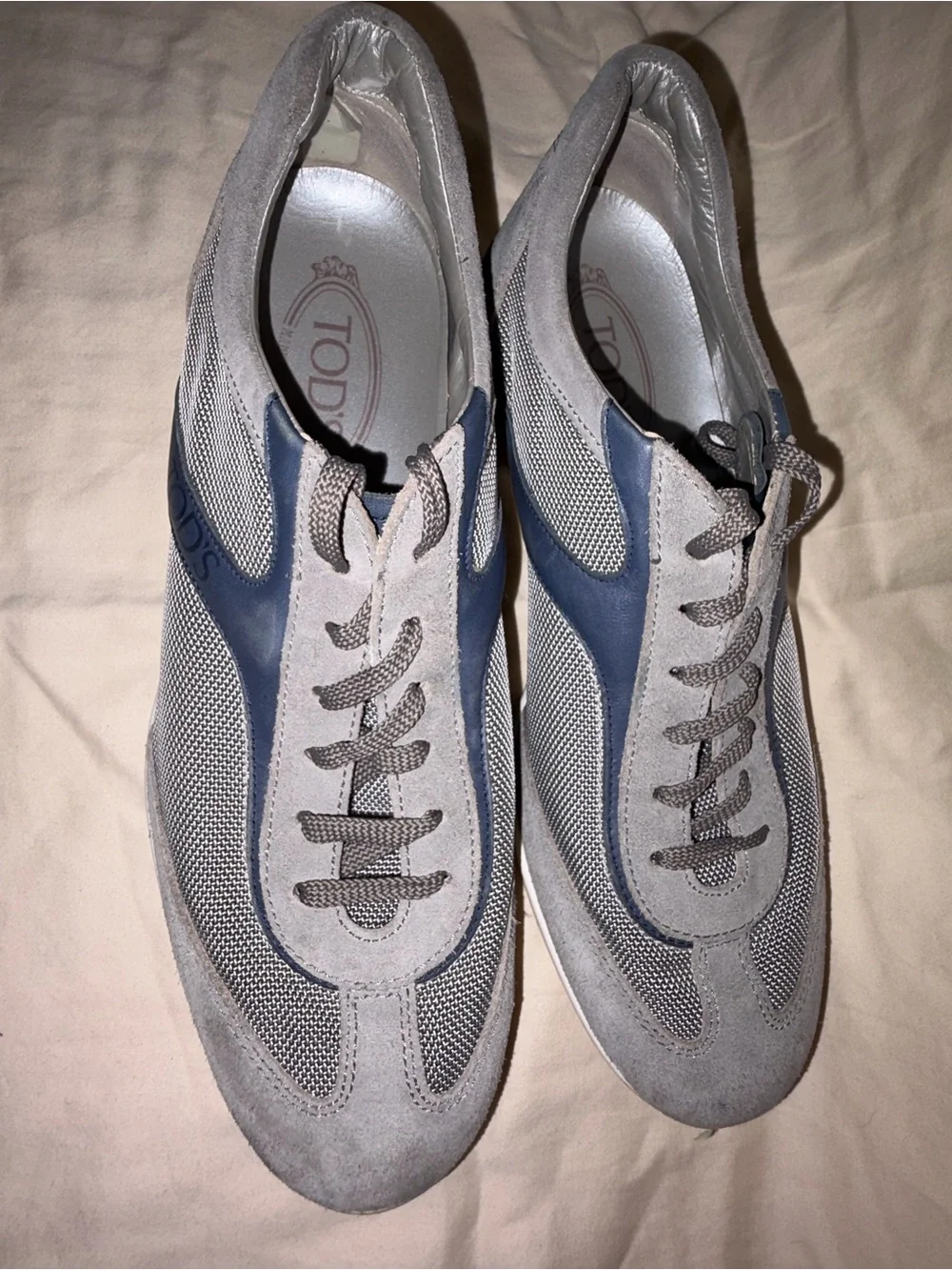 Tod’s Project T Men’s Suede Mesh Sneakers Gray Blue 7.5 Italy